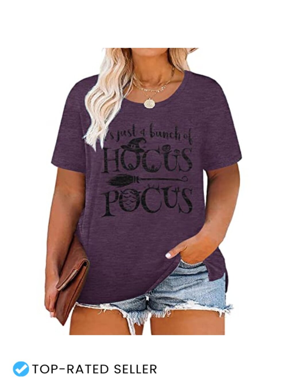 Funny Witch Halloween Plus Size T-Shirt for Women Soft Cotton Blend Tee